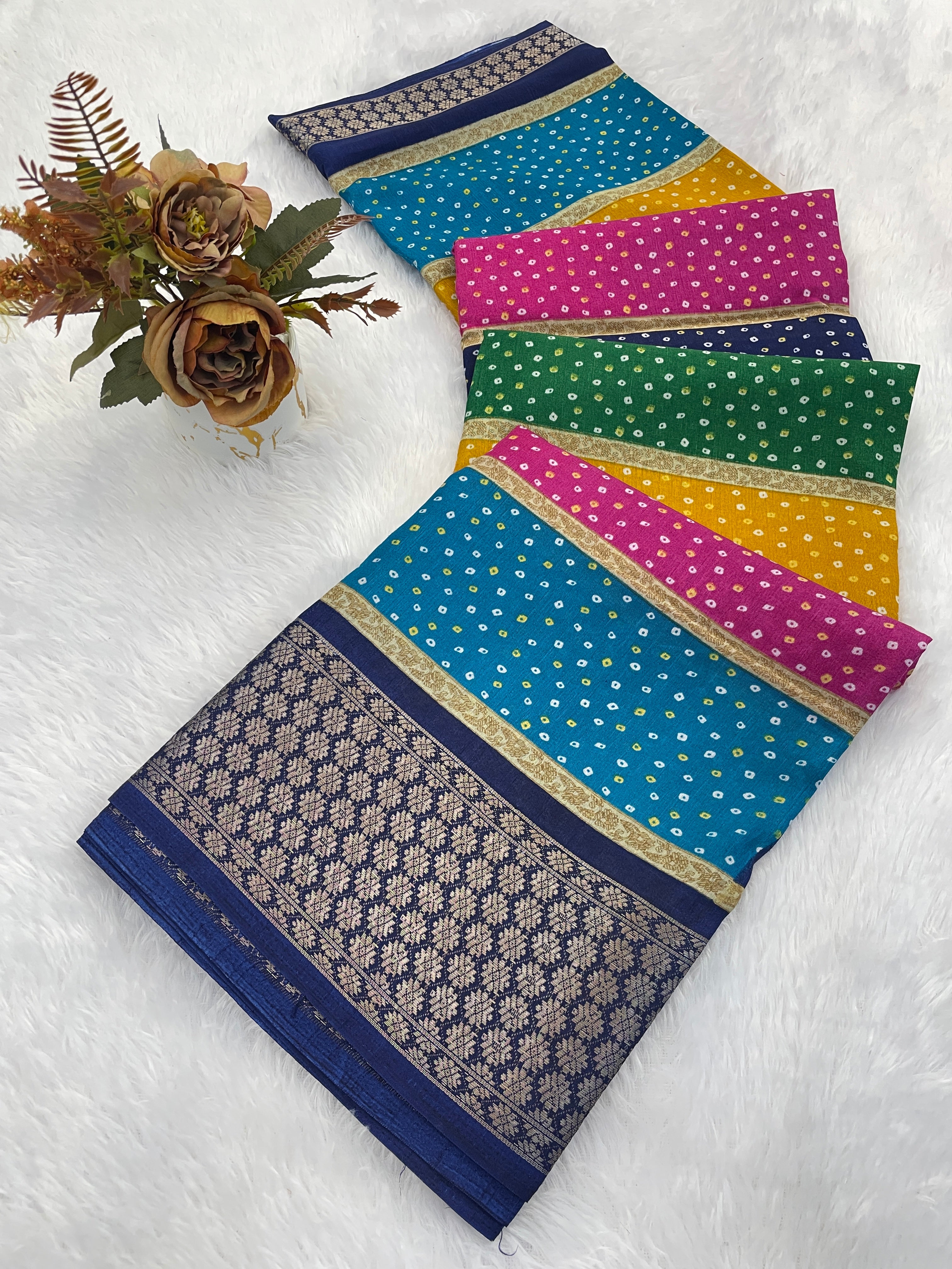 Designer Bandhani Print With Designer Pllu Women Saree