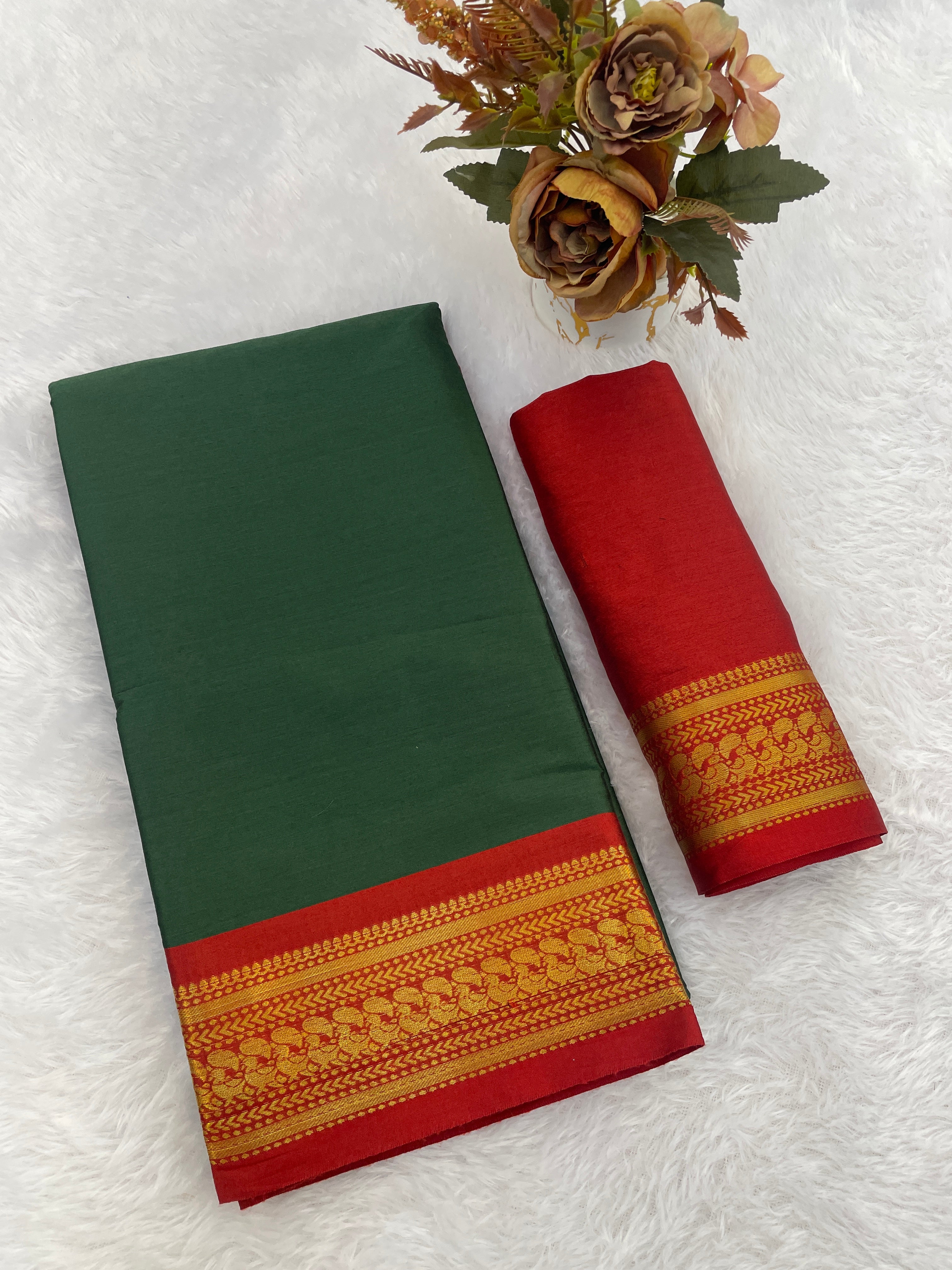 Aura Cotton Designer Border With chitt pallu saree For Women