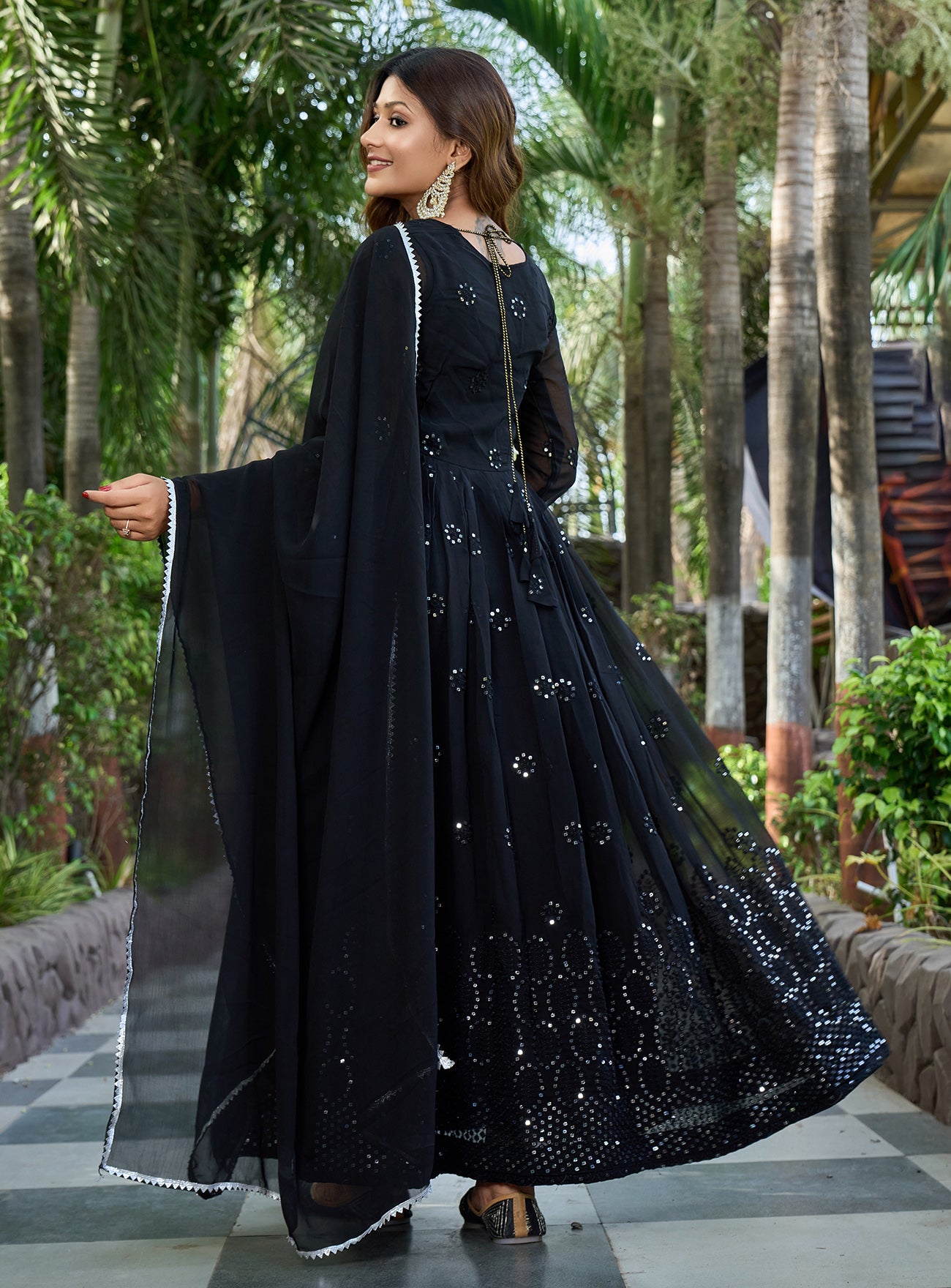 Embroidered Georgette Stitched Anarkali Gown
