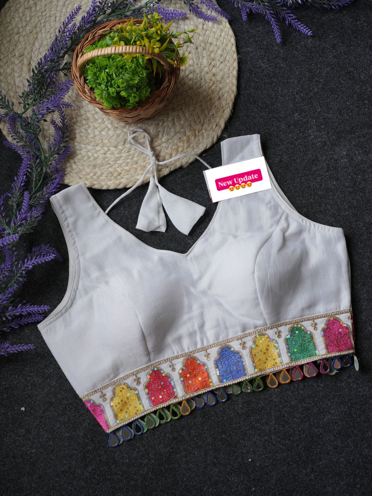 Navratri lace Vichitra silk with embroidery Women Blouse