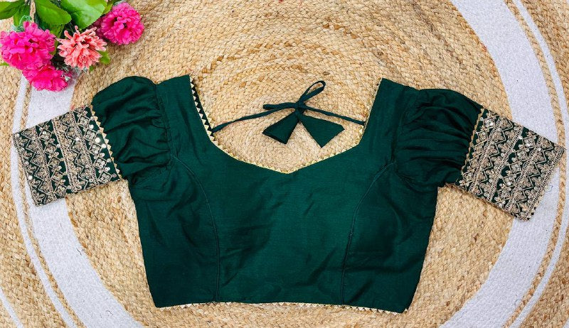 Vichitra Puff Sleeve Readymade Blouse