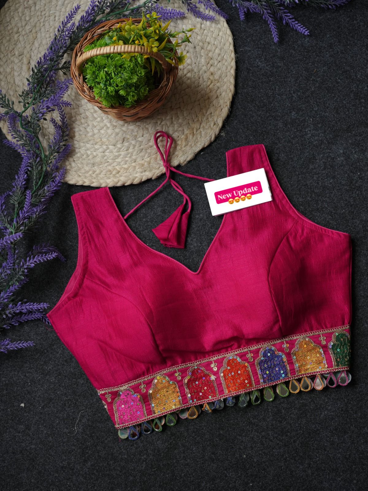 Navratri lace Vichitra silk with embroidery Women Blouse