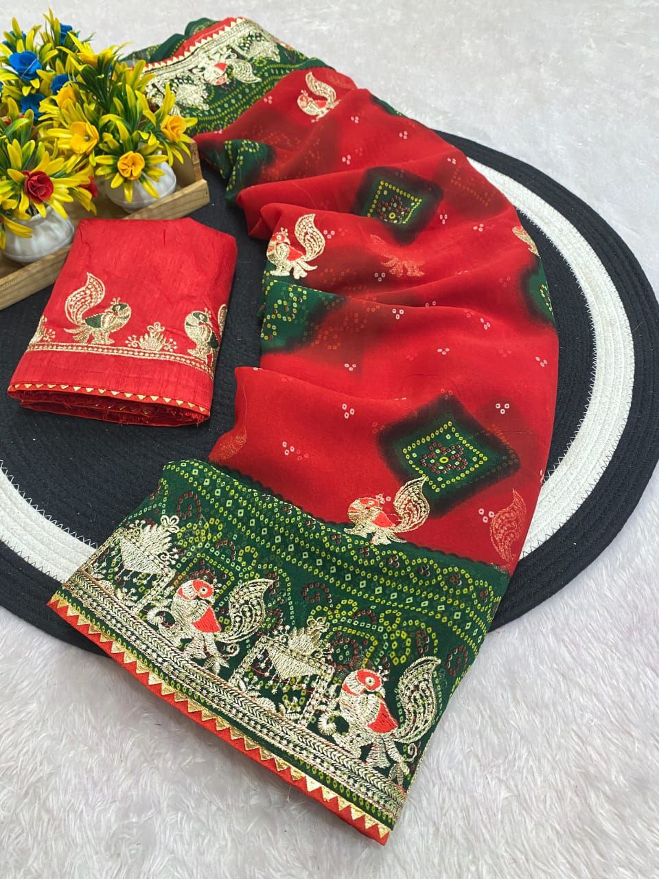 georgette with beautiful C pallu Badhani saree