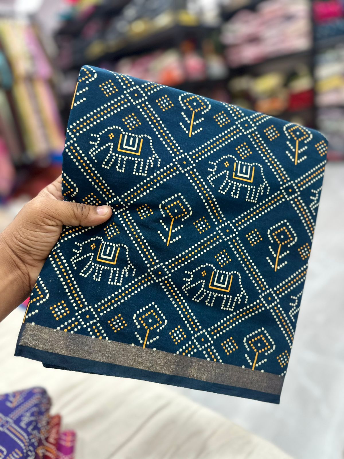 Rajwadi Checks Awesome Desiner Bandhej saree