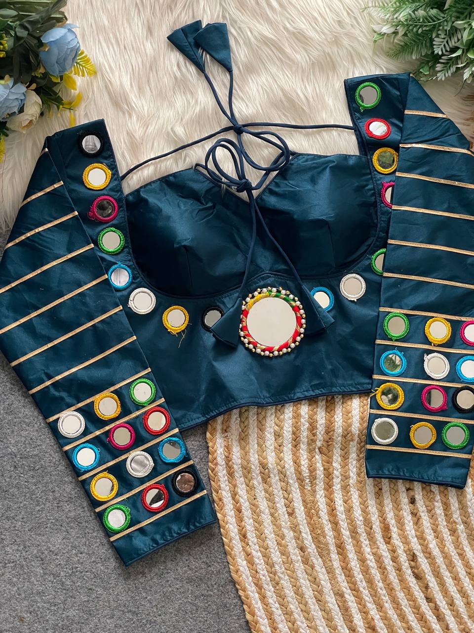 new Navratri concept Women mirraor work blouse