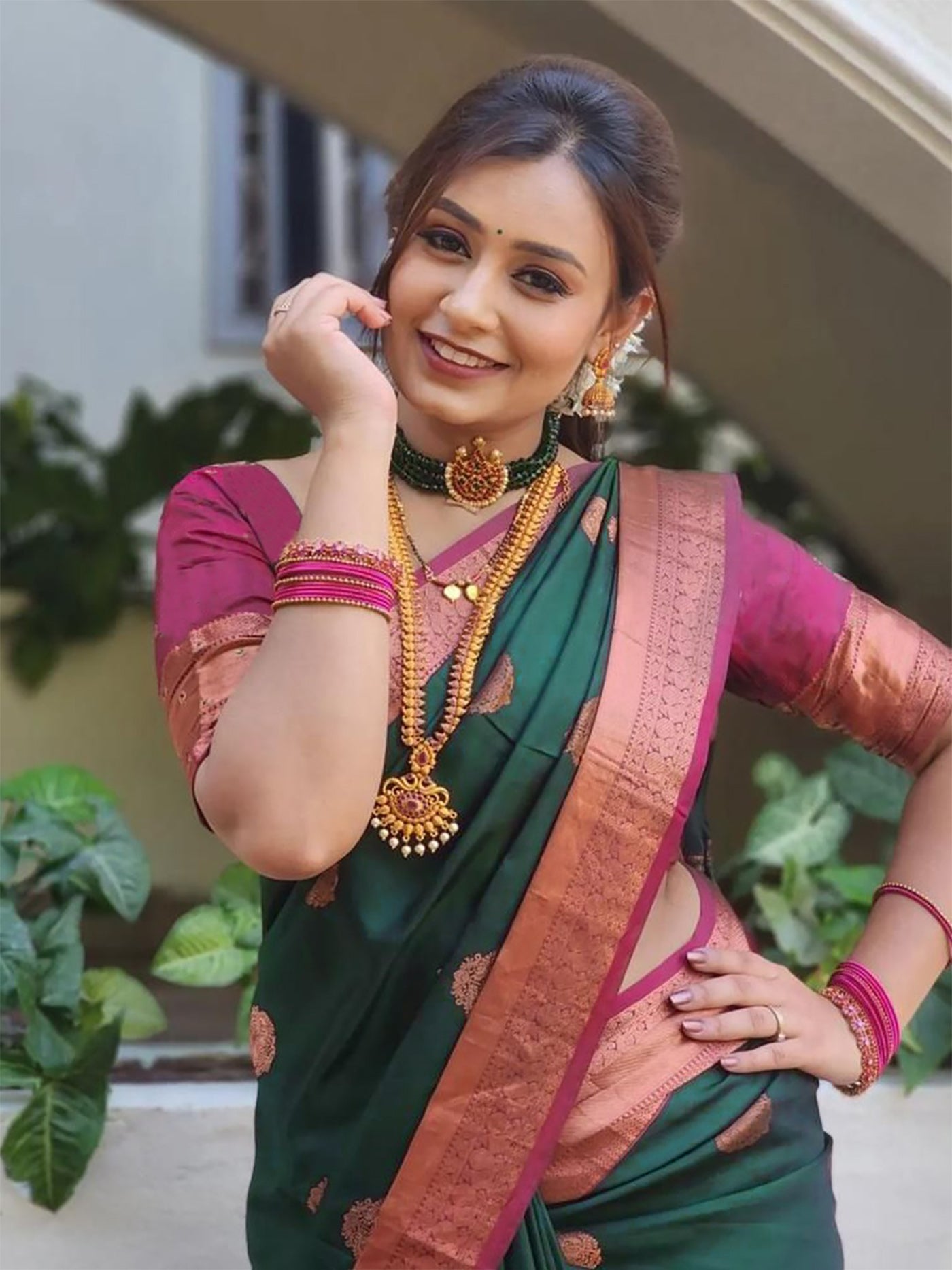 BANARASI JACQUARD SAREE WITH BLOUSE FOR WOMEN