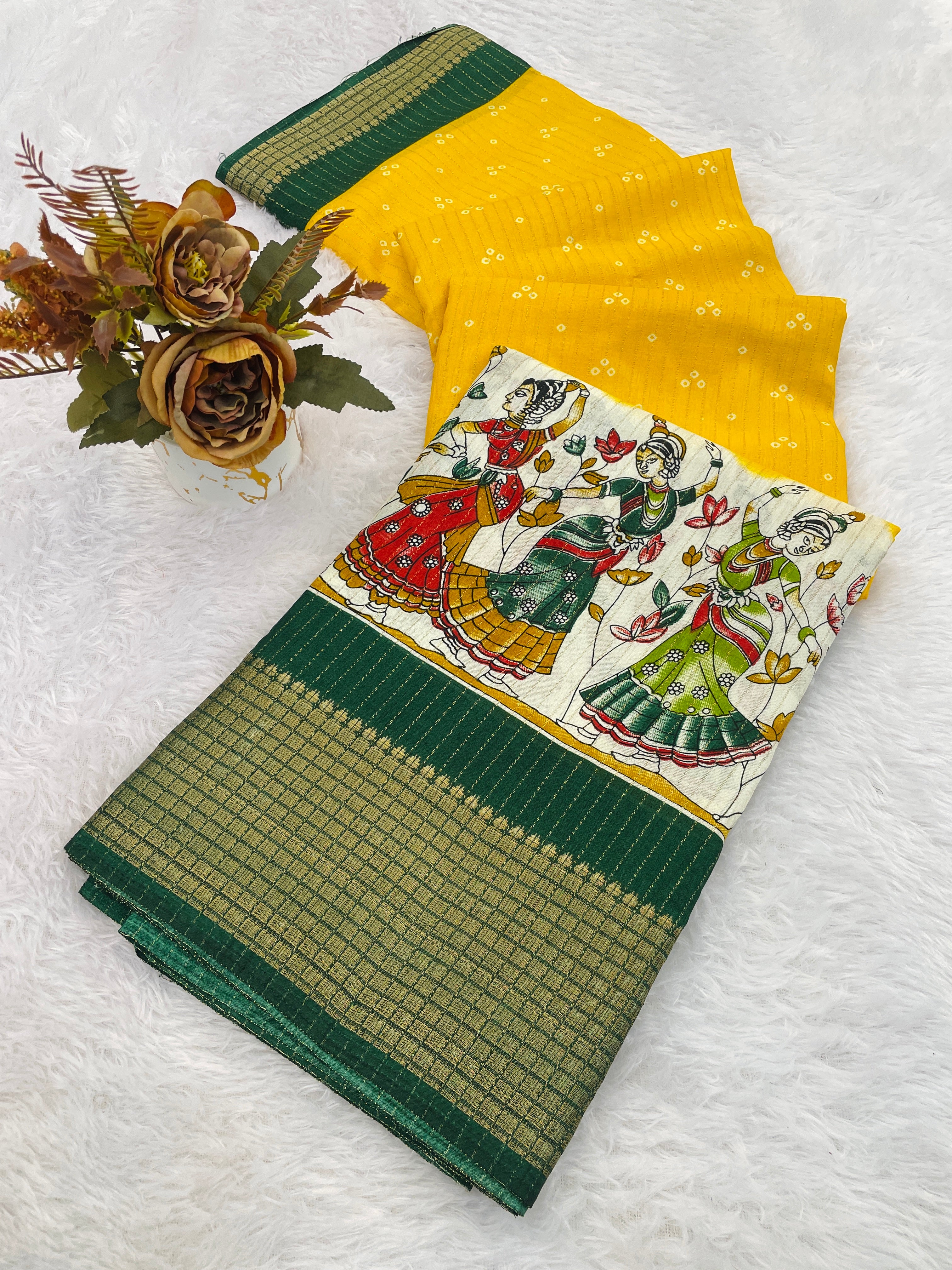 Designer Kalamkari Print With Designer Pllu Women Saree