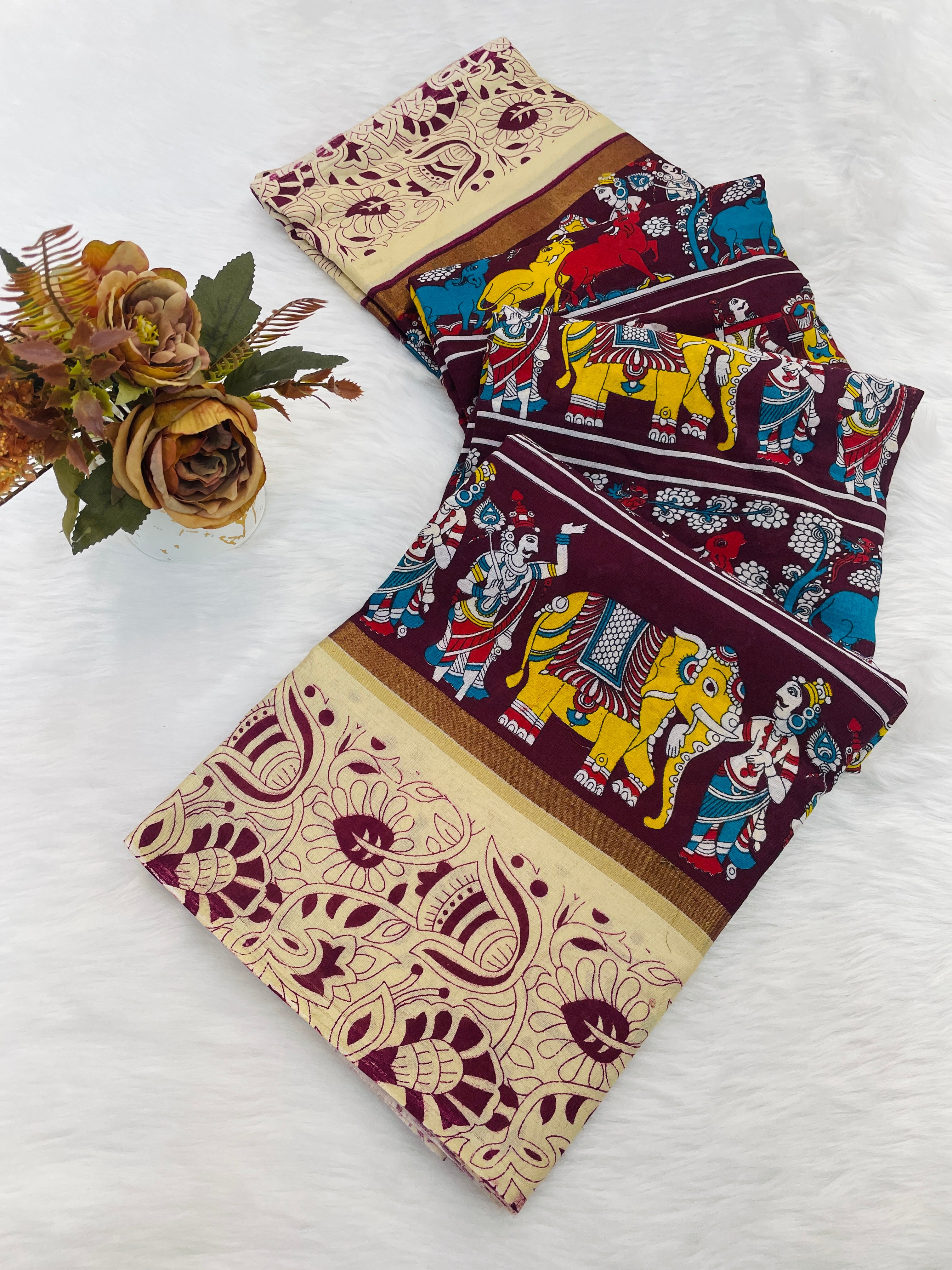 Mull Mull Cotton Banarasi Pattu Designer Print saree