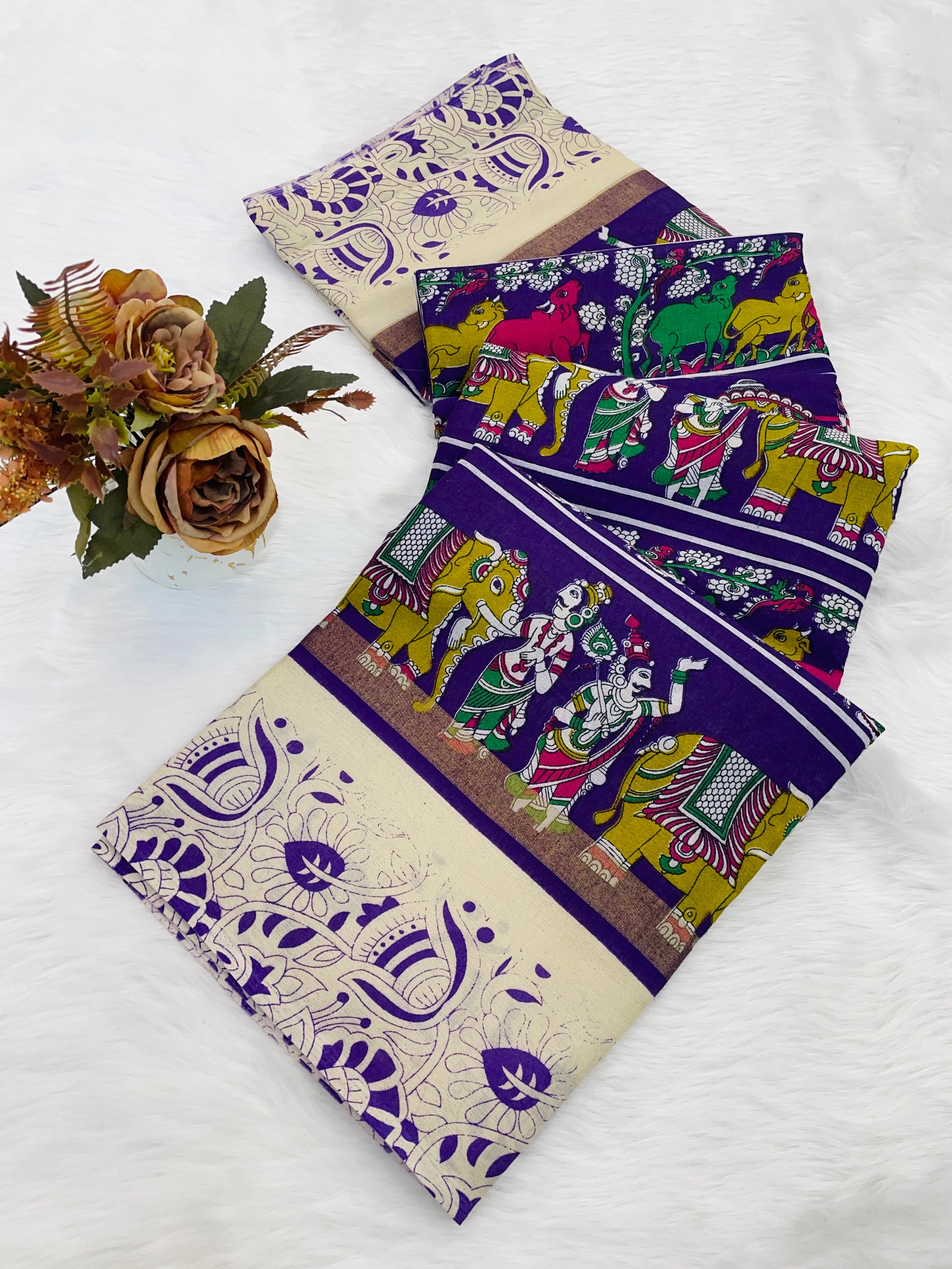 Mull Mull Cotton Banarasi Pattu Designer Print saree