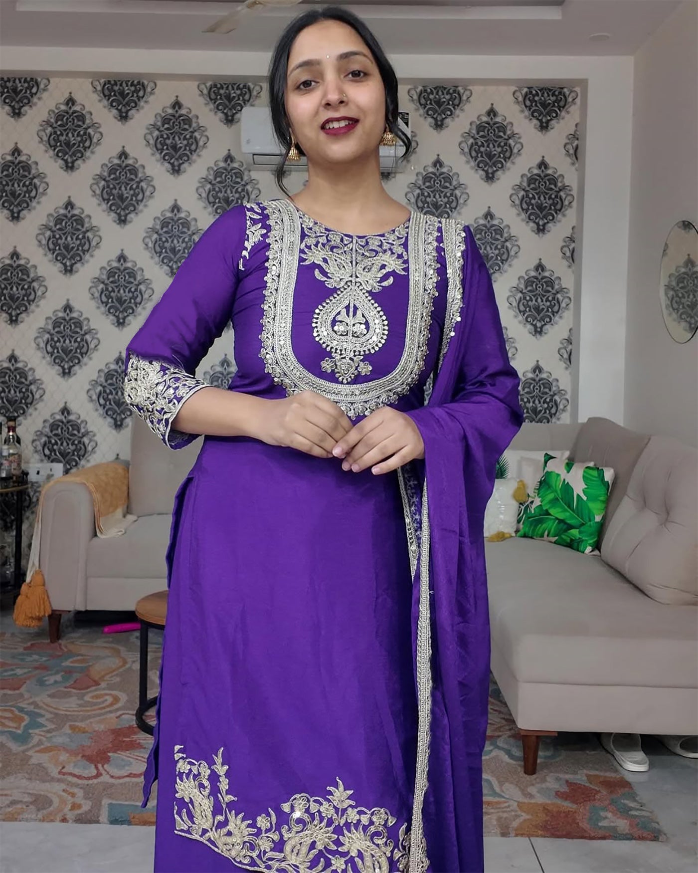 Women Silk Kurta Pant Dupatta Set