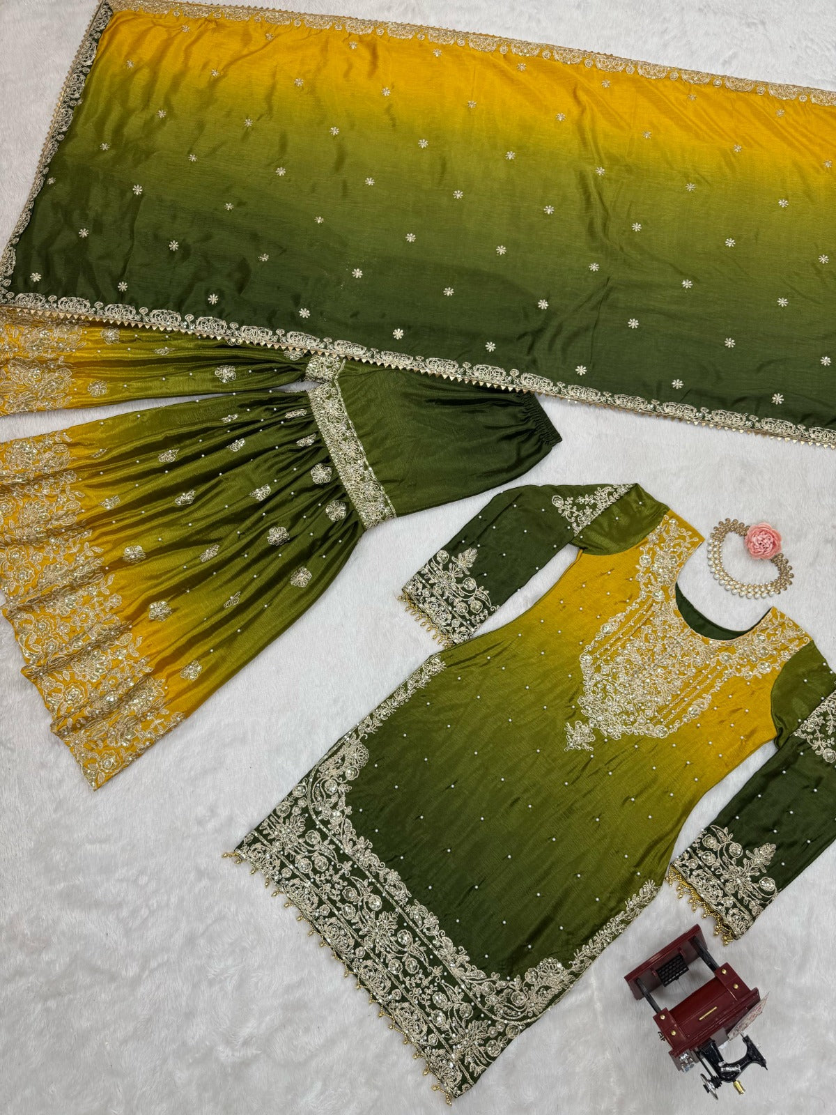 Women Silk Kurta Pant Dupatta Set