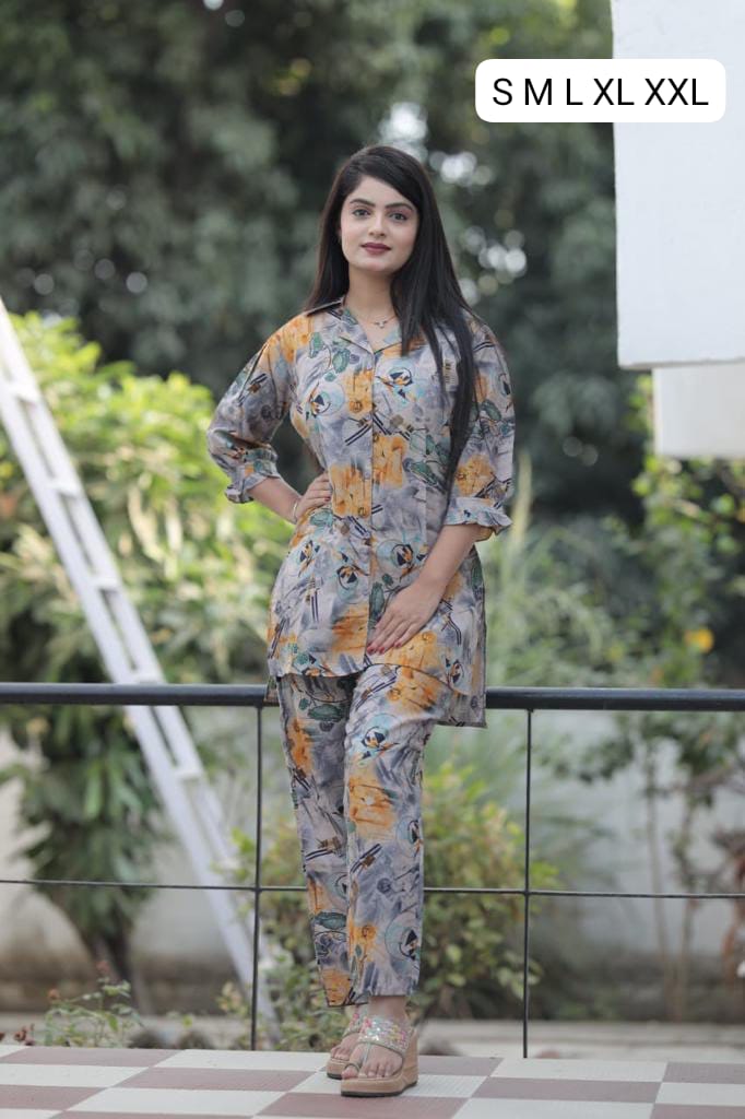 Pink Floral Printed Co-Ord Set – Shirt & Pant | Comfortable Daily Wear