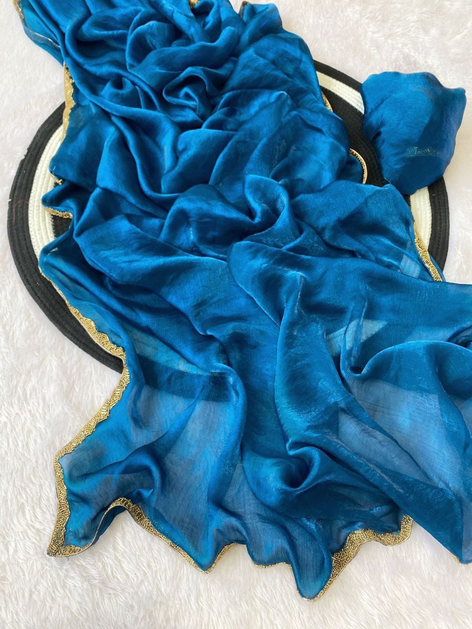 Classic Mustard Yellow Organza Saree with Subtle Zari Border