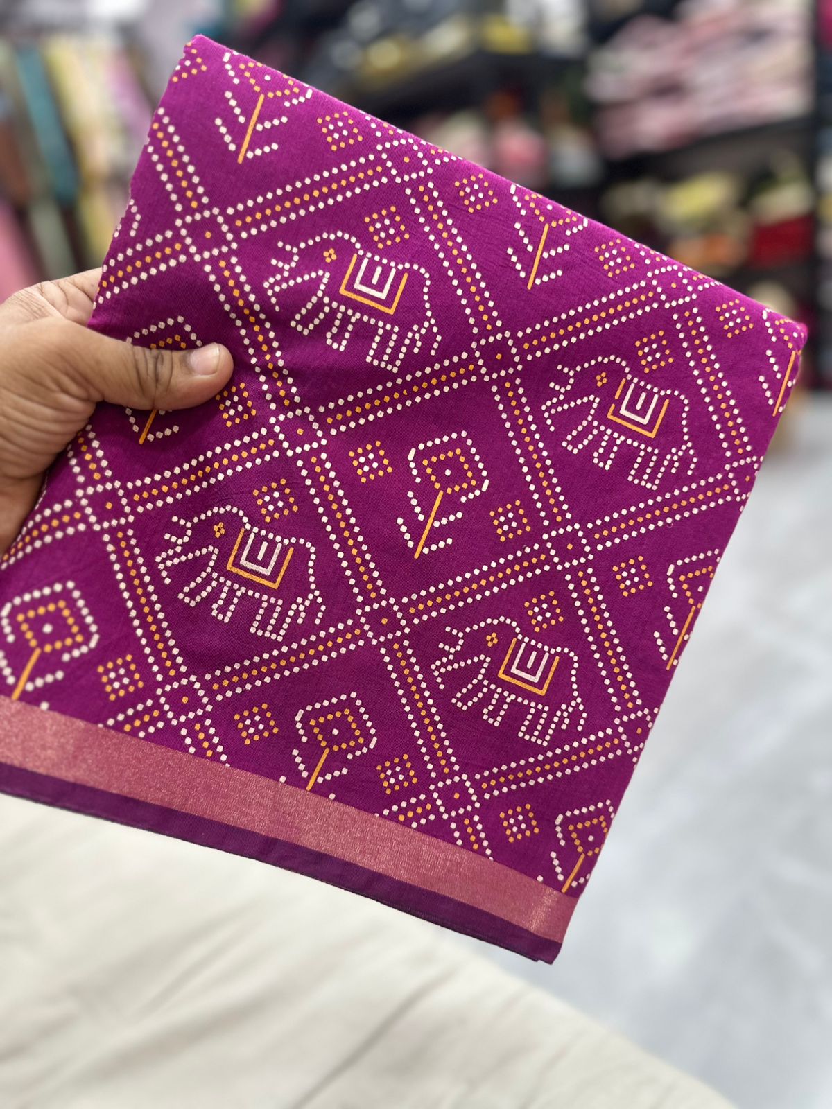 Rajwadi Checks Awesome Desiner Bandhej saree