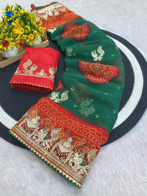 georgette with beautiful C pallu Badhani saree