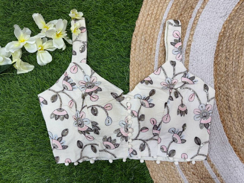 Cotton Embroidery Work sleeveless Women Blouse