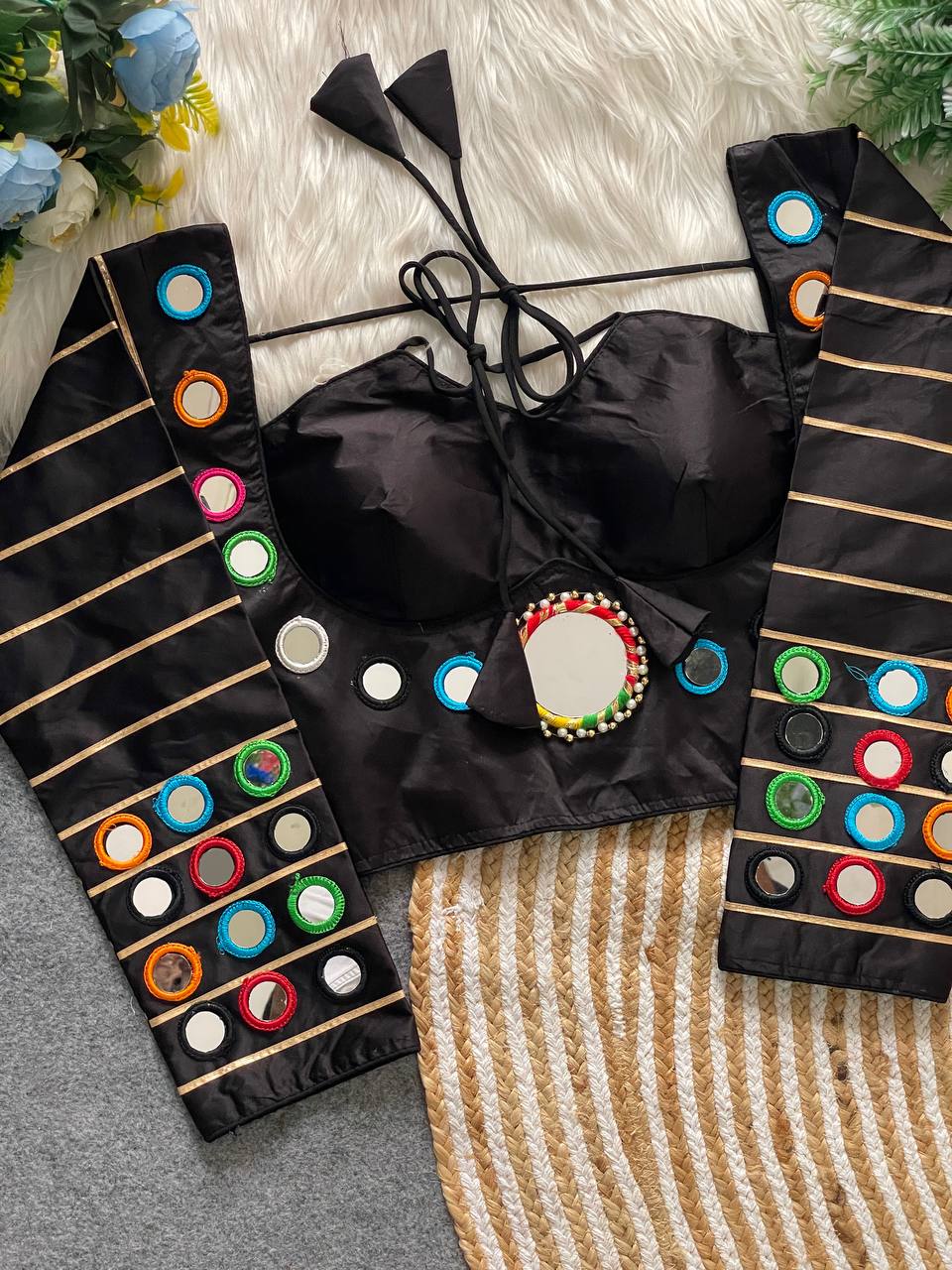 new Navratri concept Women mirraor work blouse