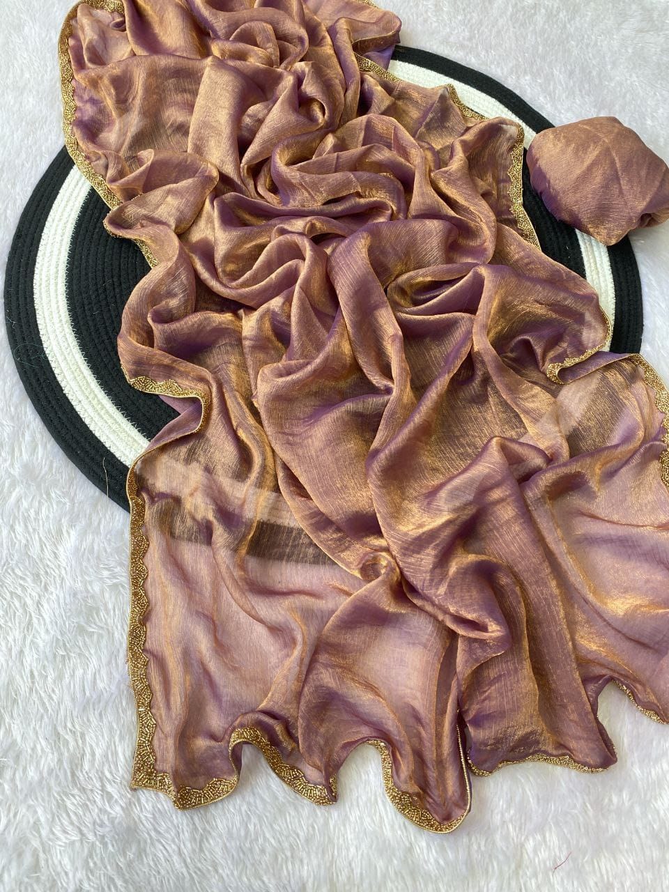 Classic Mustard Yellow Organza Saree with Subtle Zari Border