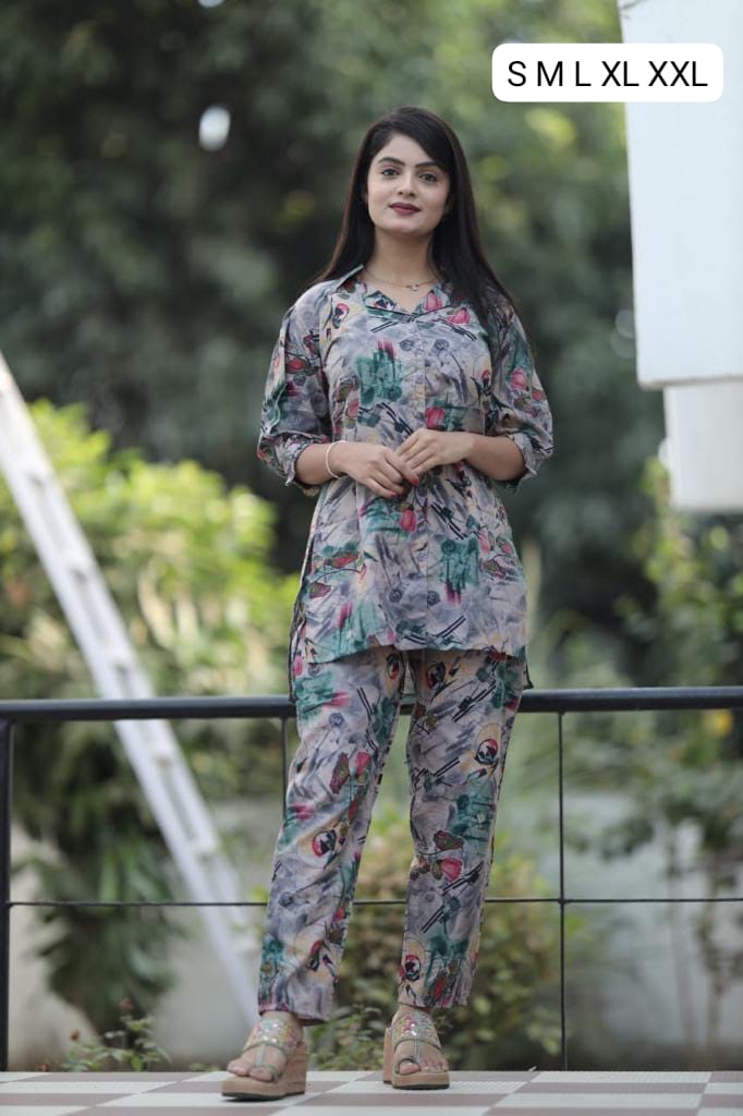 Pink Floral Printed Co-Ord Set – Shirt & Pant | Comfortable Daily Wear