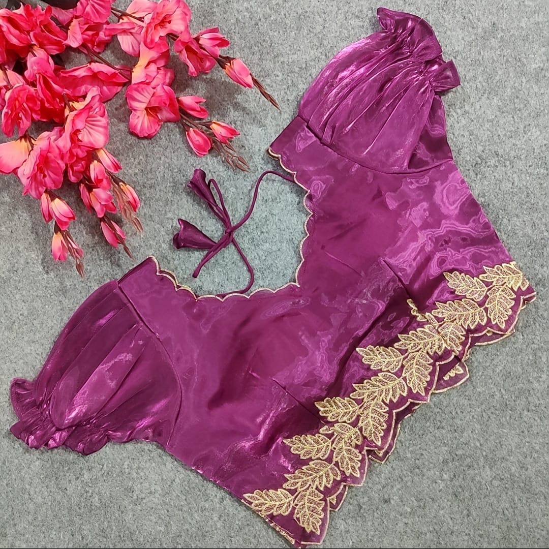 Heavy pure zimicho  blouse with beautiful leaf 🍂 pattern