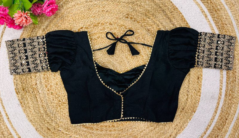 Vichitra Puff Sleeve  Readymade Blouse