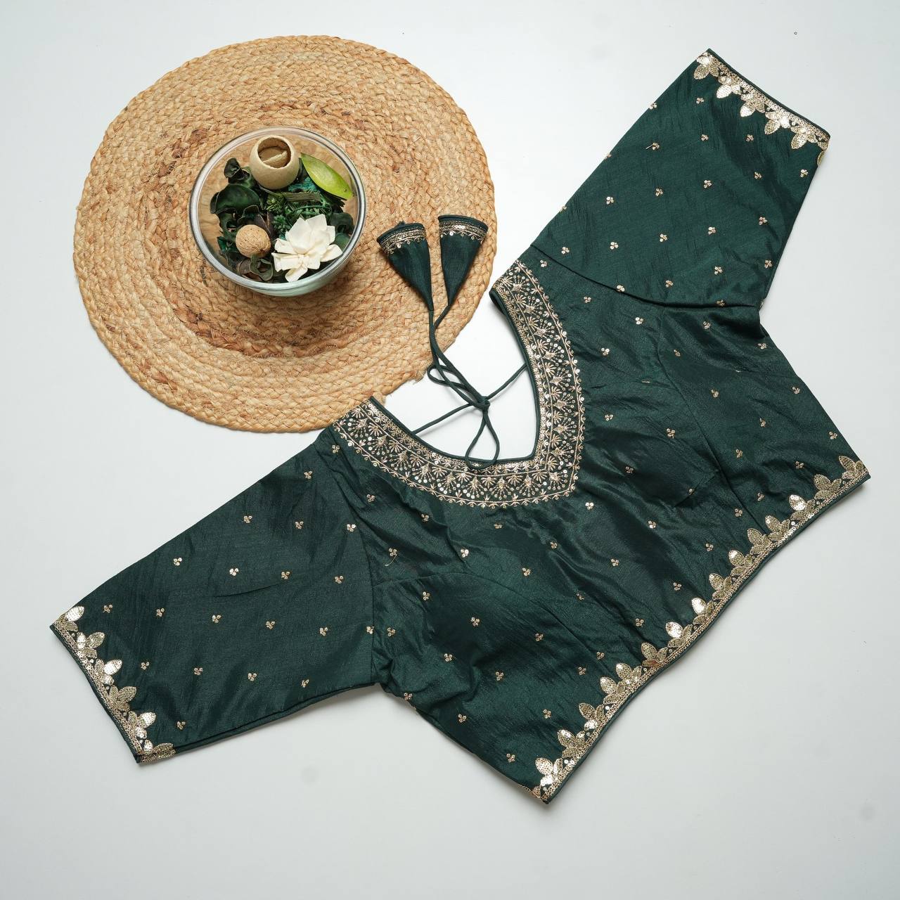 Vichitra silk Heavy Embroidery with Golden Thread & Sequin Work Blouse For Women