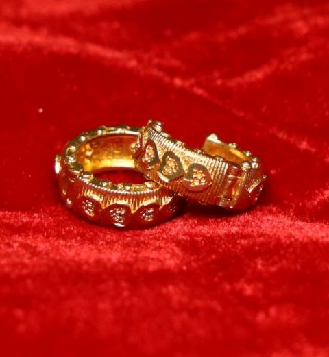 Traditional Gold-Plated Heart Motif Hoop Earrings for Women