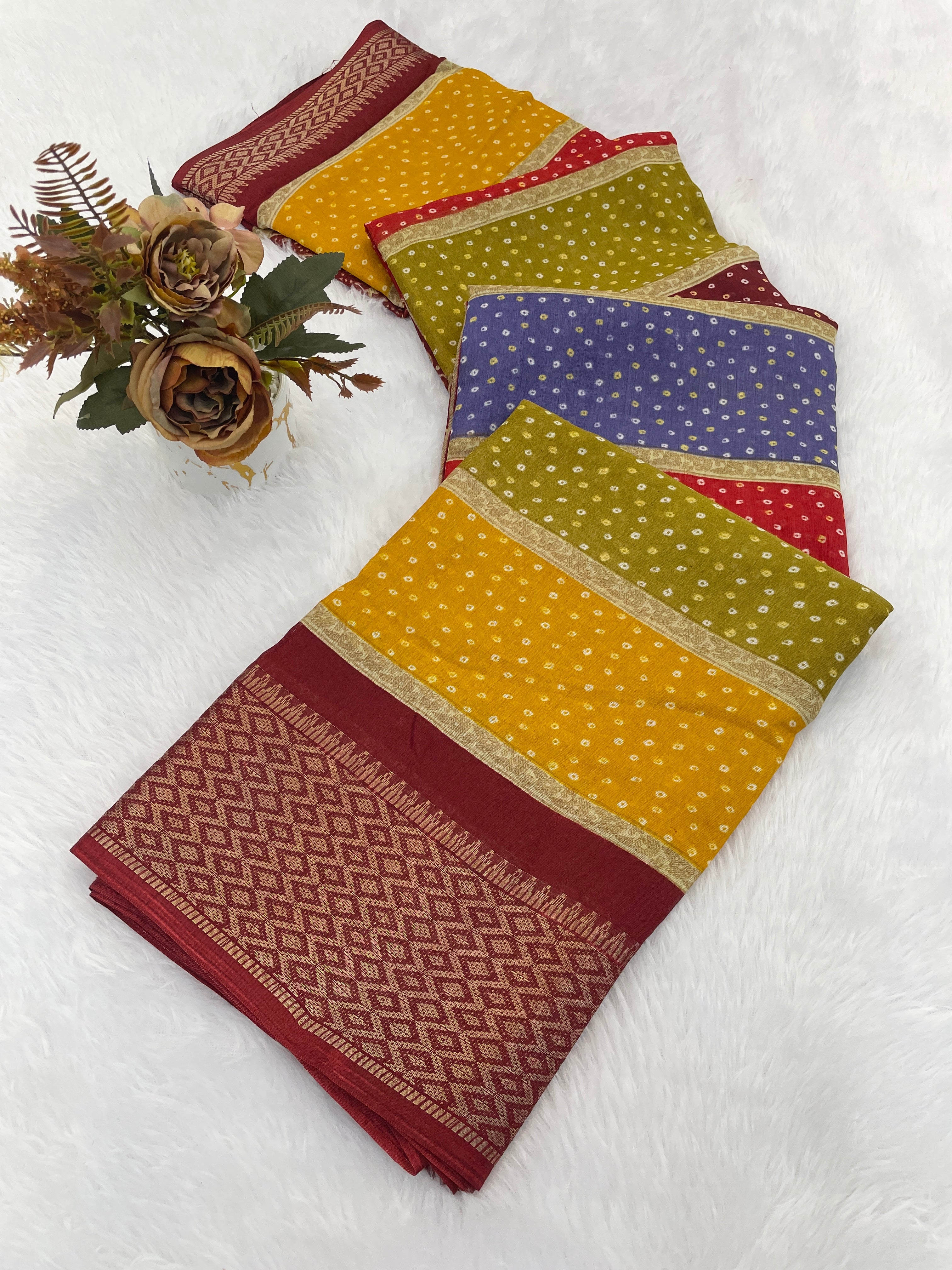 Designer Bandhani Print With Designer Pllu Women Saree