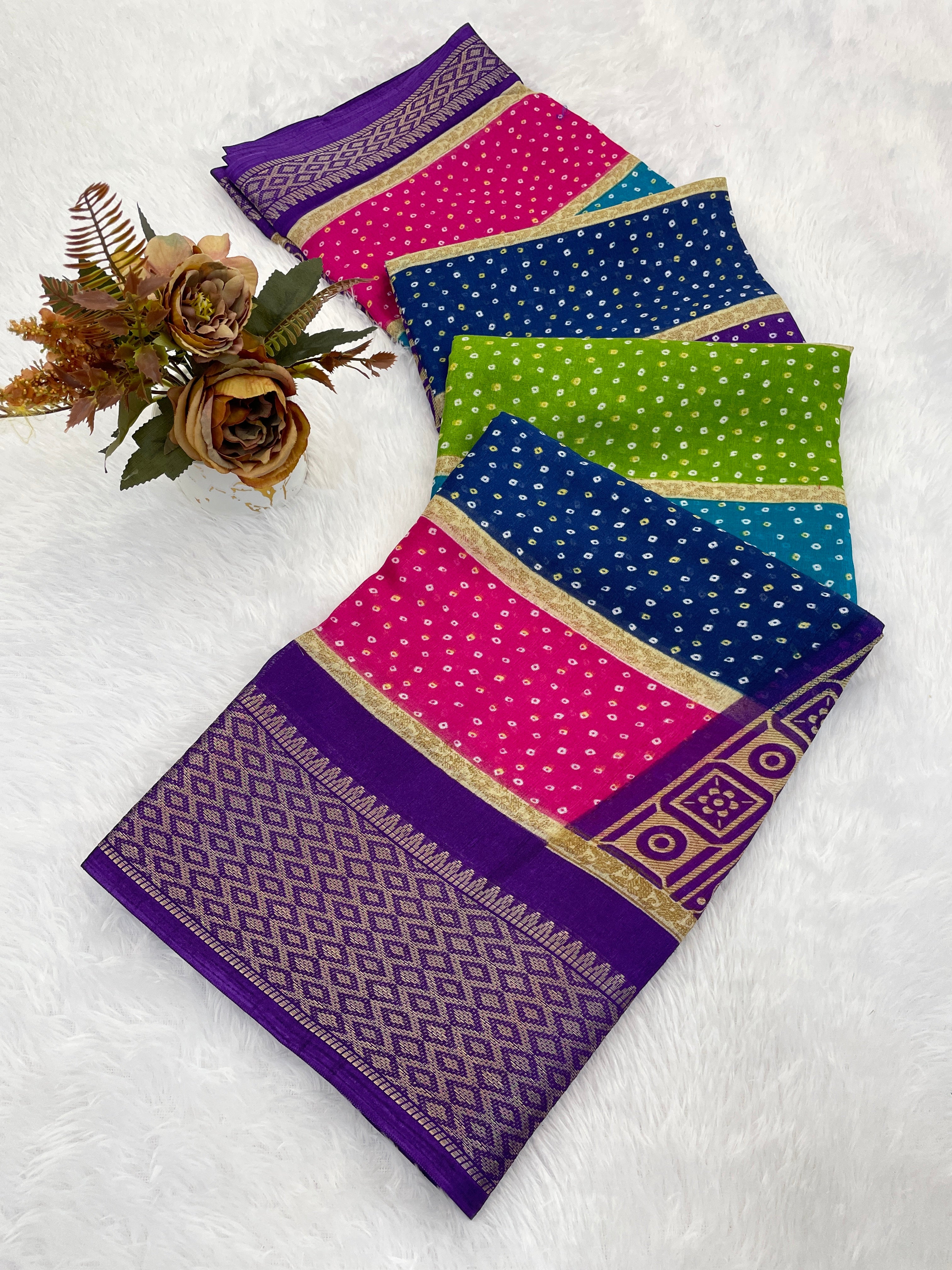 Designer Bandhani Print With Designer Pllu Women Saree