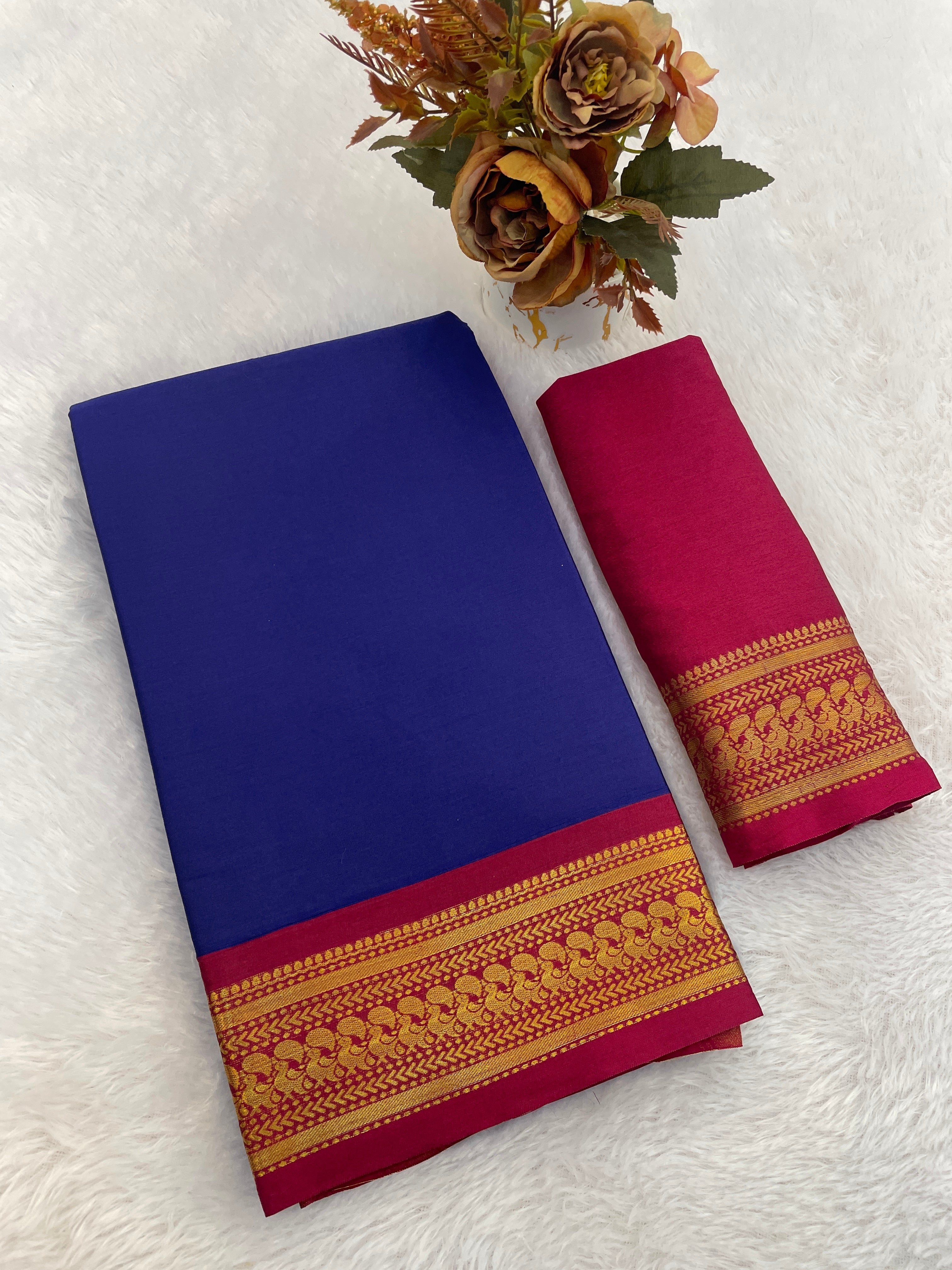 Aura Cotton Designer Border With chitt pallu saree For Women