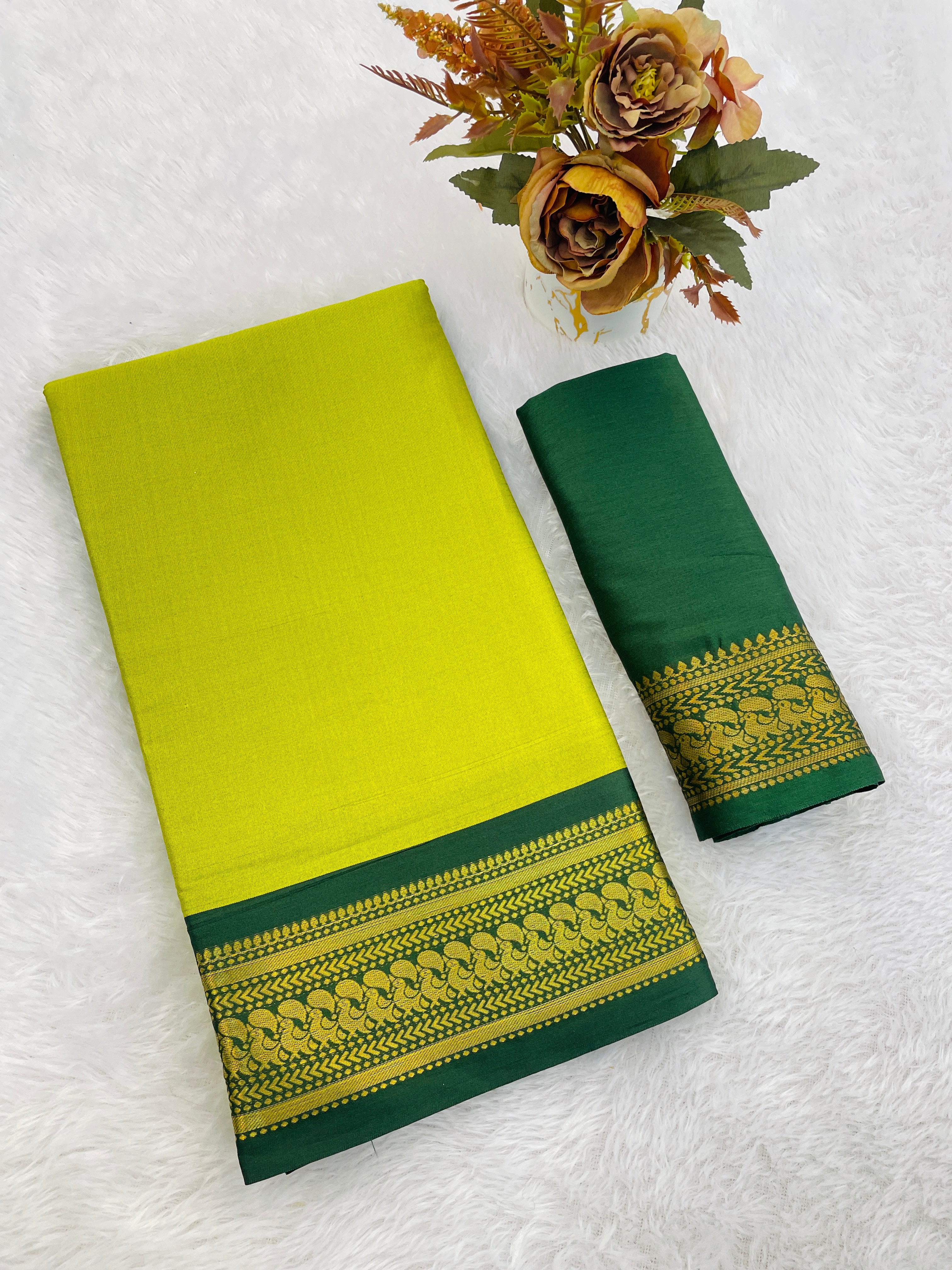 Aura Cotton Designer Border With chitt pallu saree For Women