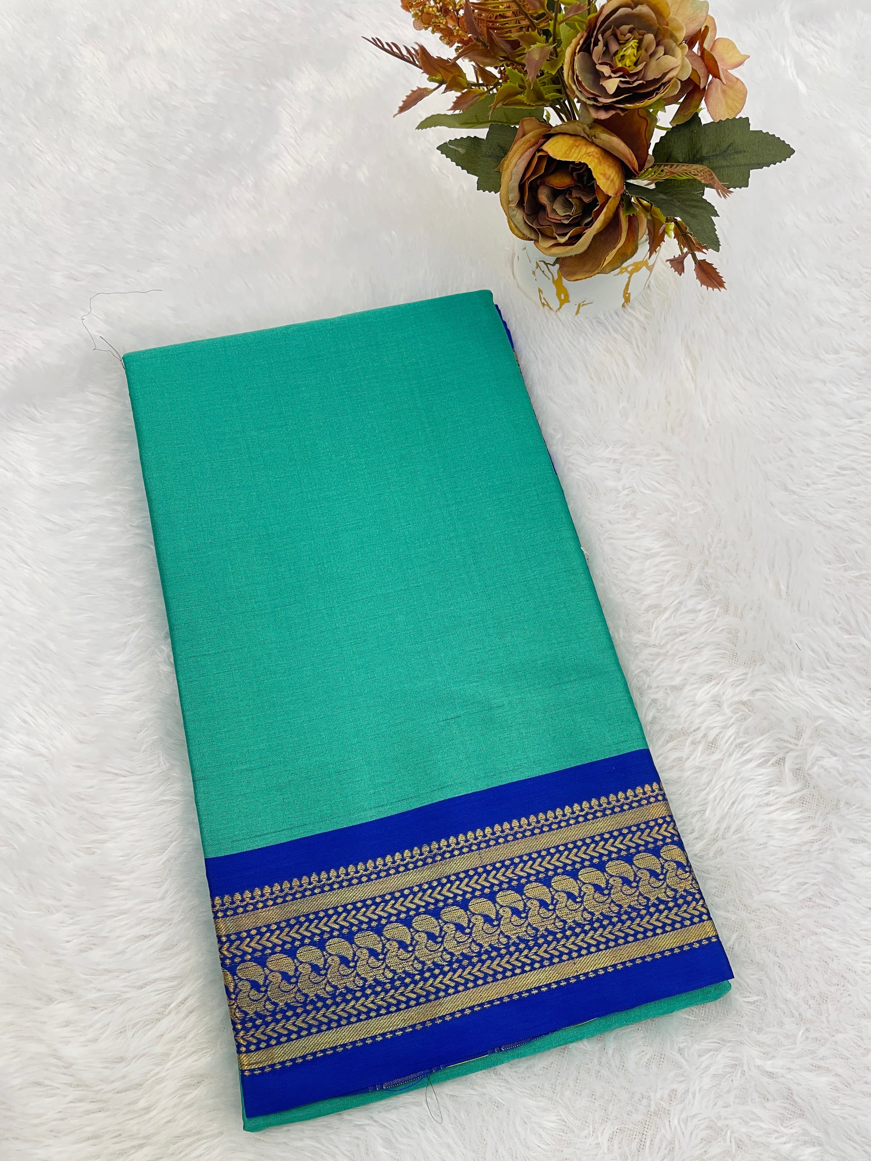 Aura Cotton Designer Border With chitt pallu saree For Women