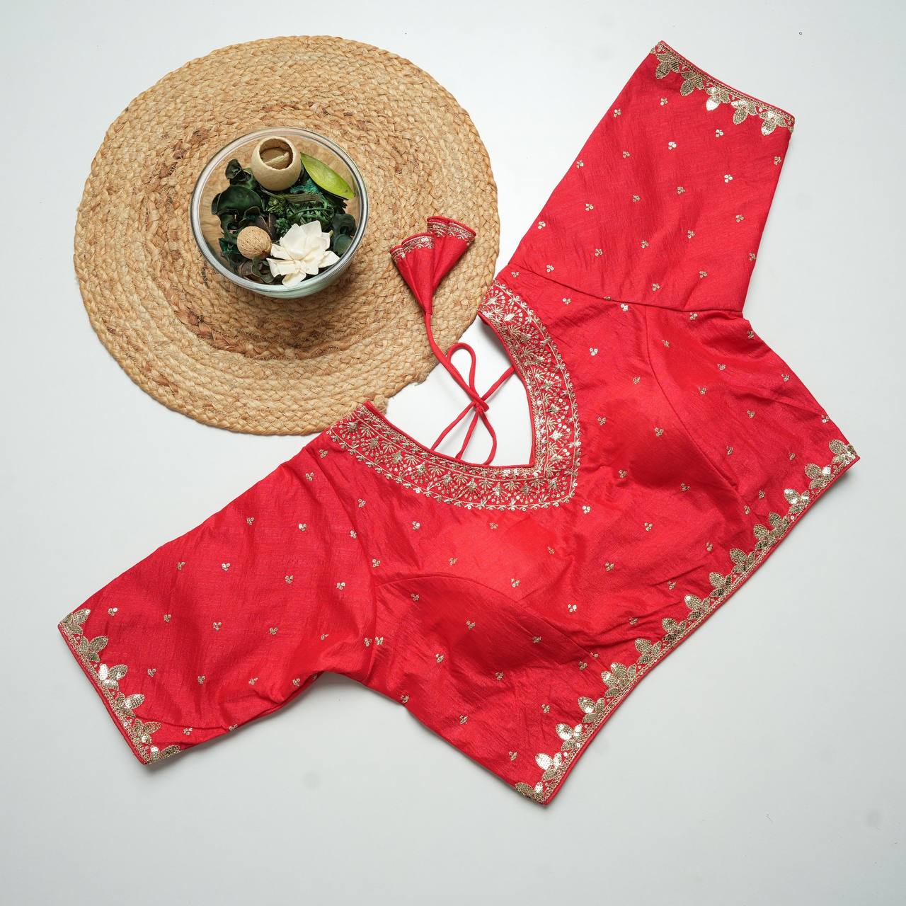 Vichitra silk Heavy Embroidery with Golden Thread & Sequin Work Blouse For Women