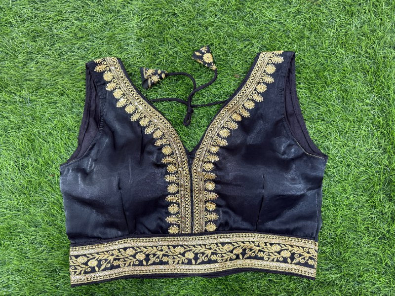 ZIMMICHOO EMBROIDERY WORK READYMADE BLOUSE SELEV LESS