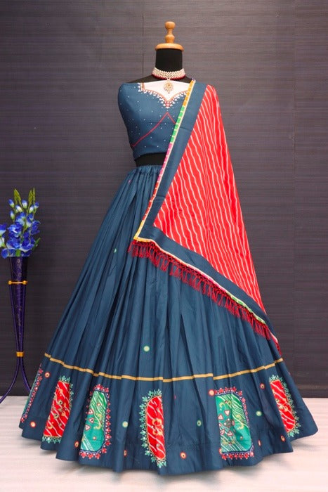Digital Print Muslin Cotton Lehenga Choli Navratri