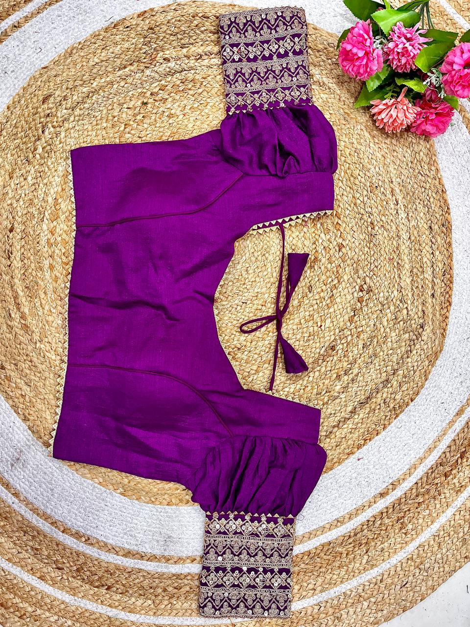 Vichitra Puff Sleeve  Readymade Blouse