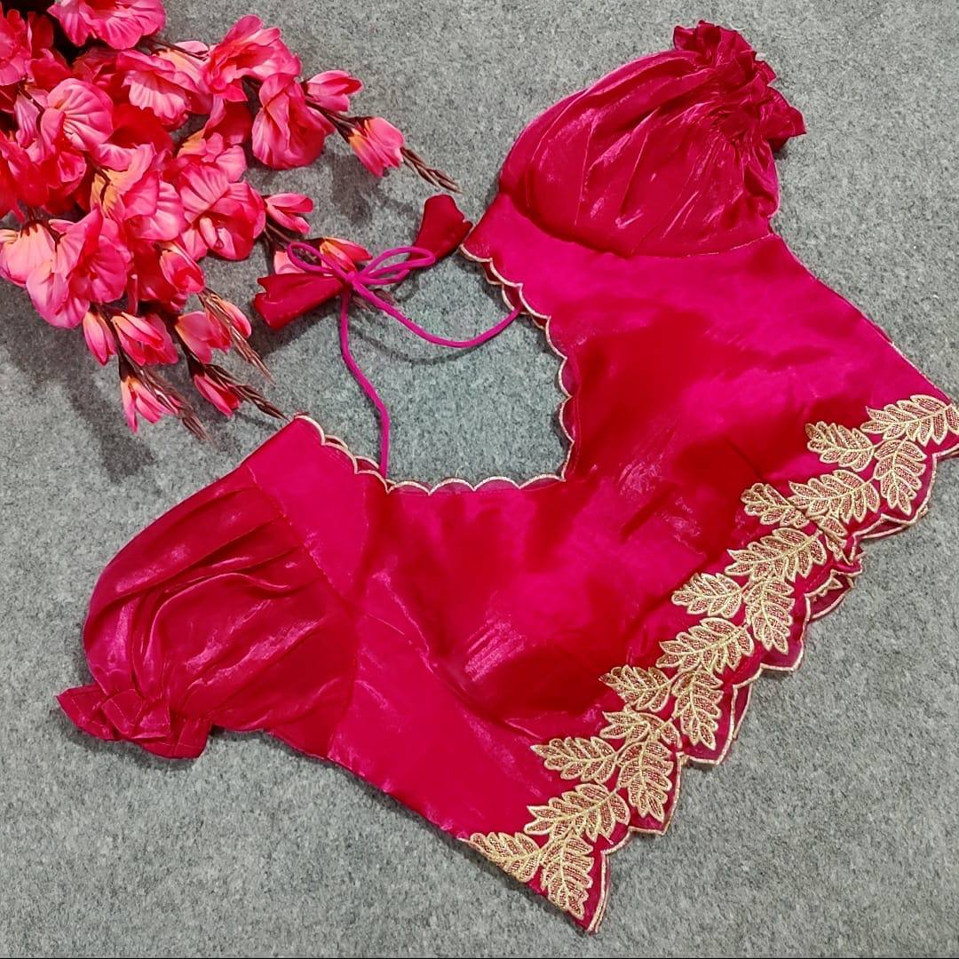 Heavy pure zimicho  blouse with beautiful leaf 🍂 pattern