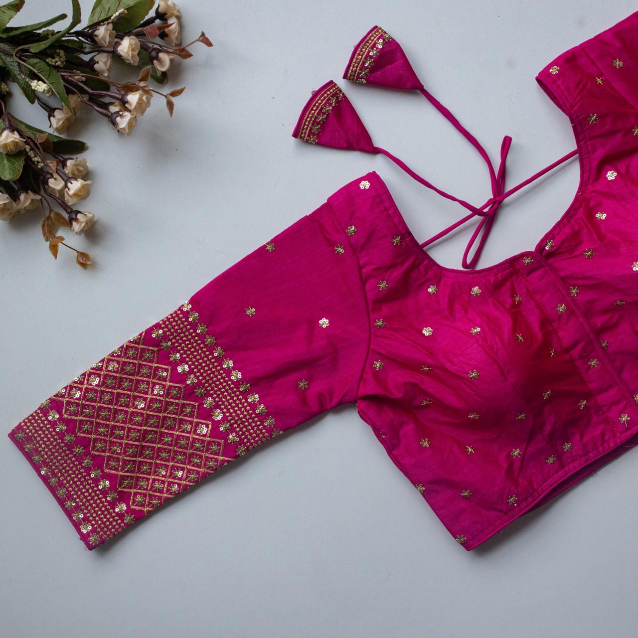 Elegant Maroon Silk Blend Embroidered Designer Blouse with Sequin Work