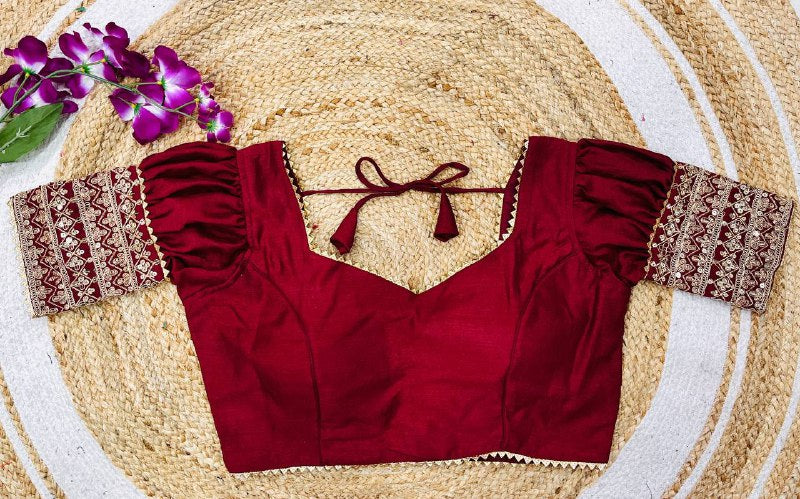 Vichitra Puff Sleeve  Readymade Blouse