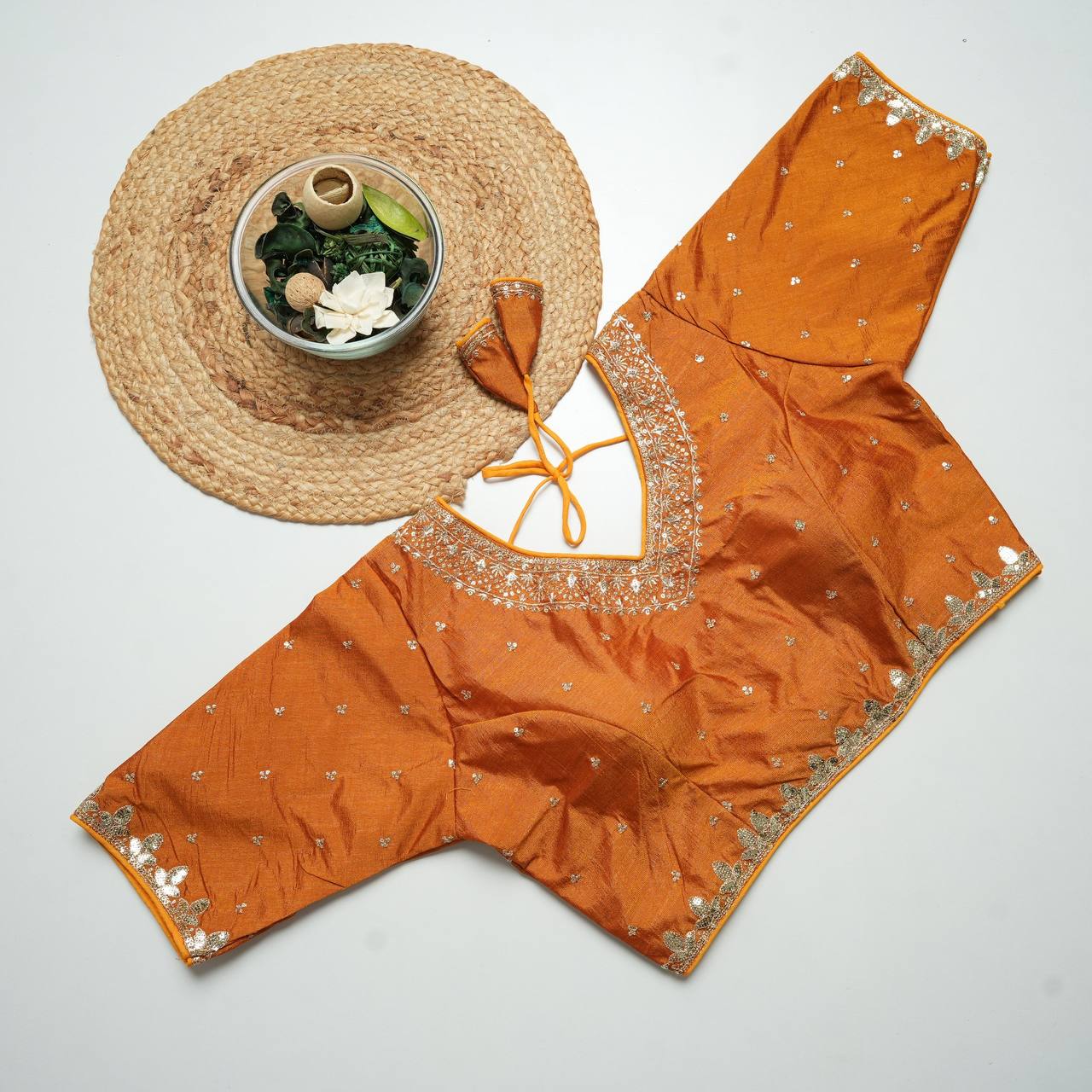 Vichitra silk Heavy Embroidery with Golden Thread & Sequin Work Blouse For Women