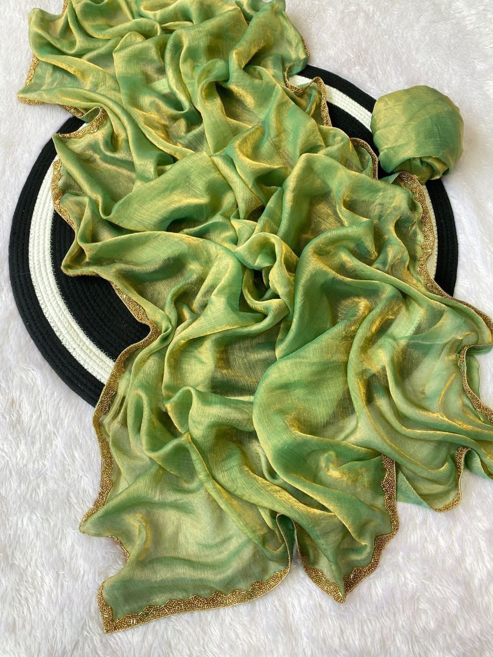 Classic Mustard Yellow Organza Saree with Subtle Zari Border