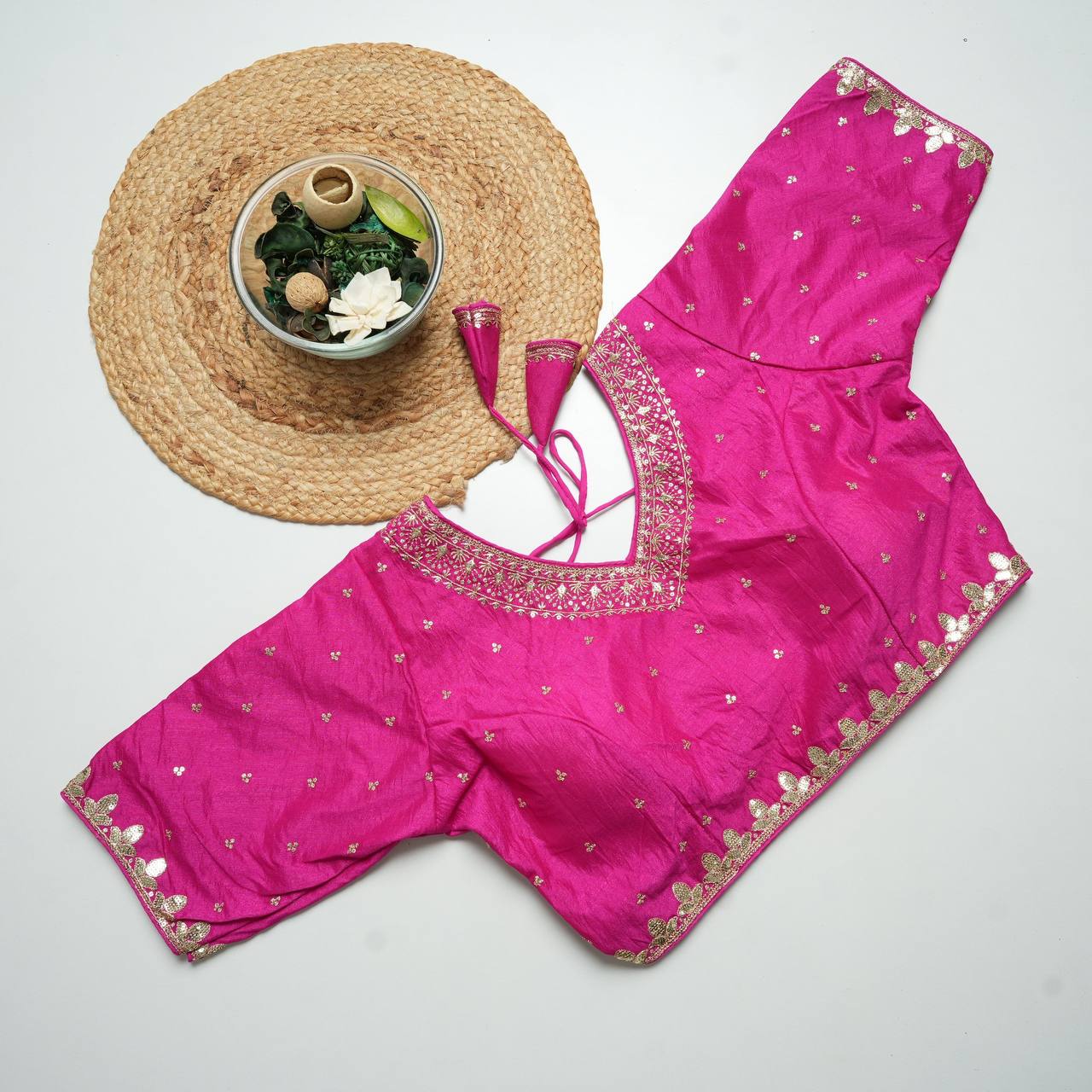 Vichitra silk Heavy Embroidery with Golden Thread & Sequin Work Blouse For Women