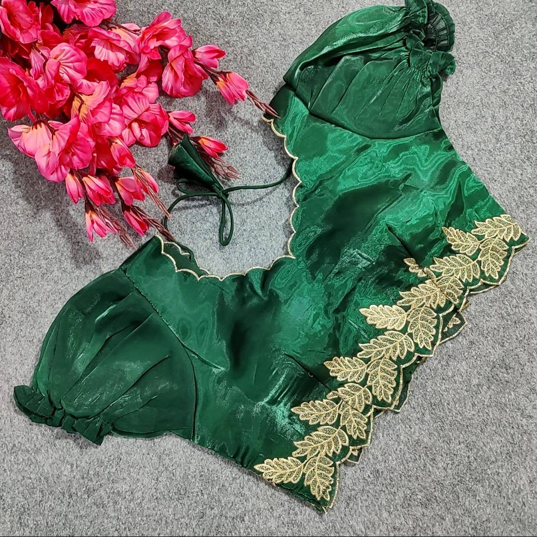 Heavy pure zimicho  blouse with beautiful leaf 🍂 pattern