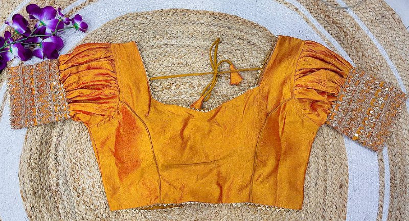 Vichitra Puff Sleeve  Readymade Blouse