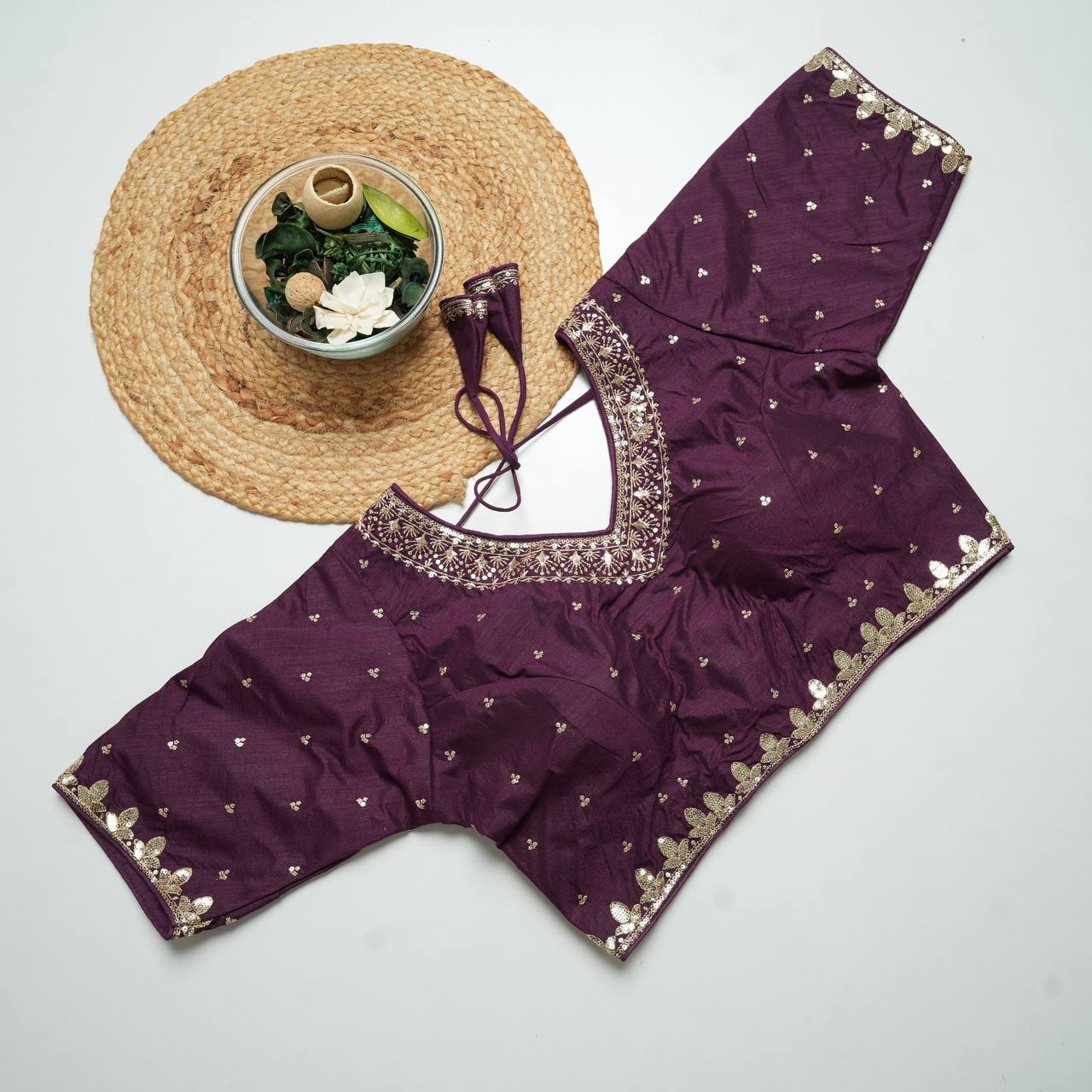 Vichitra silk Heavy Embroidery with Golden Thread & Sequin Work Blouse For Women