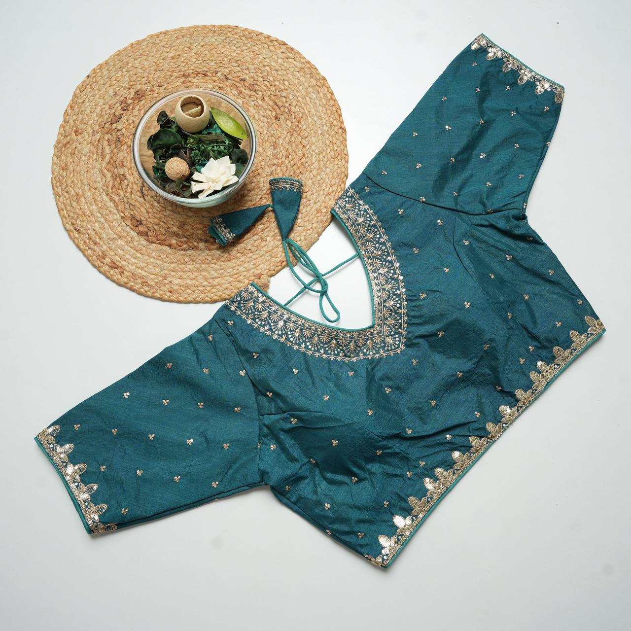 Vichitra silk Heavy Embroidery with Golden Thread & Sequin Work Blouse For Women