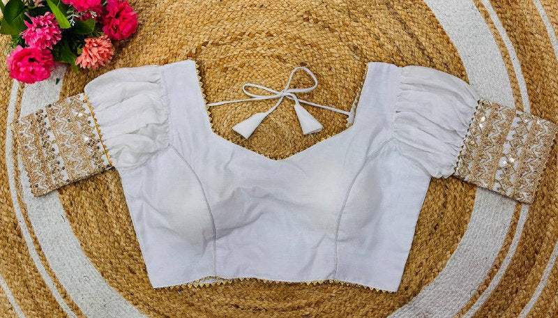 Vichitra Puff Sleeve  Readymade Blouse