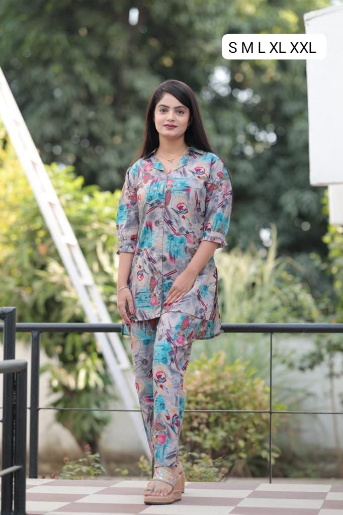 Pink Floral Printed Co-Ord Set – Shirt & Pant | Comfortable Daily Wear