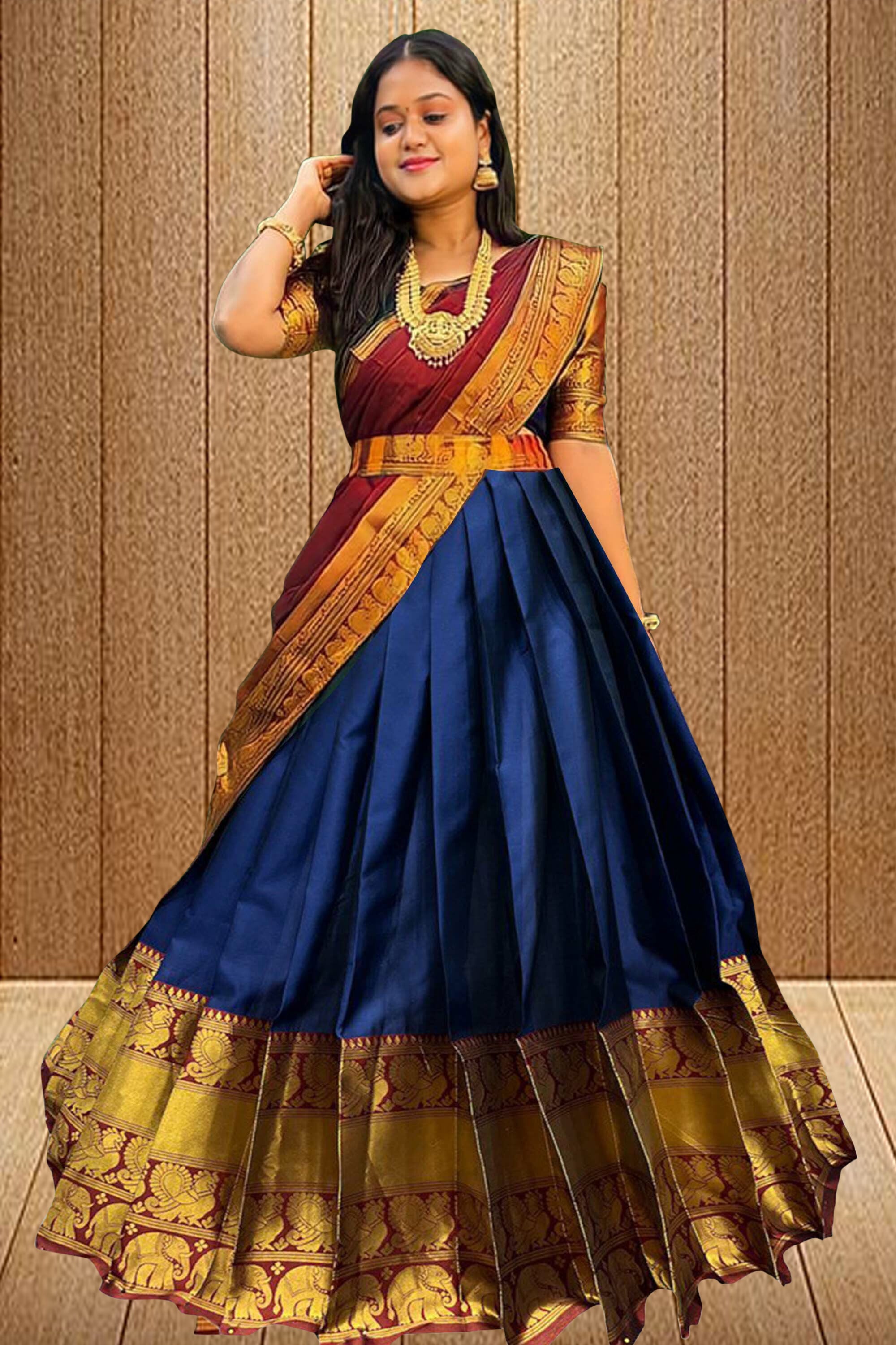 Women Woven Design  Jacquard  Un-Stitched Lehenga Choli  Dupatta Set