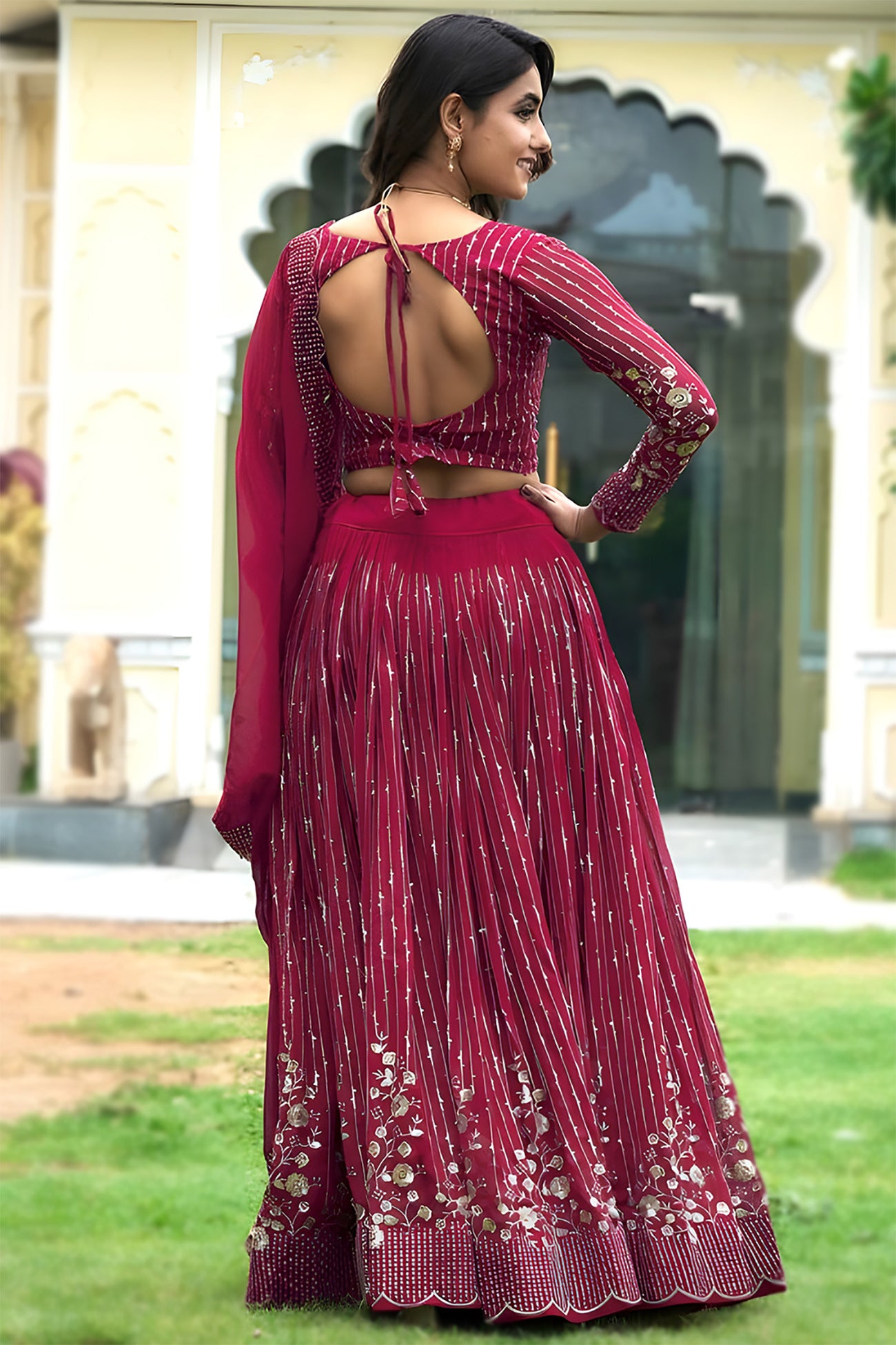 Designer Pink Embroidered Lehenga Choli with Dupatta